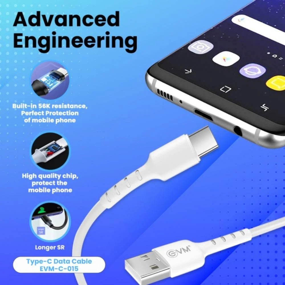 EVM USB To Type-C Charger | Data Transfer Cable 1m C015 view 2